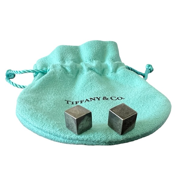 Tiffany & Co. Jewelry - Tiffany & Co • Sterling Silver Solid Box Cube Stud Earrings 8gr